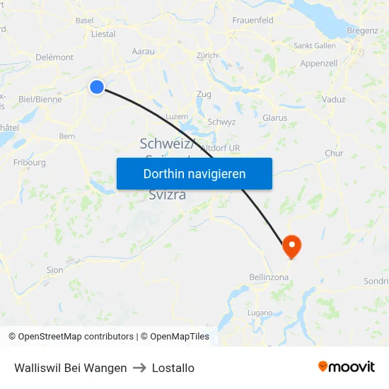 Walliswil Bei Wangen to Lostallo map