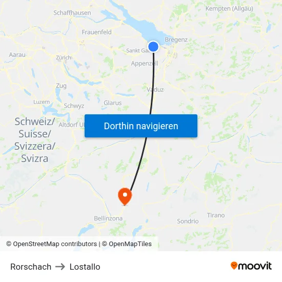 Rorschach to Lostallo map