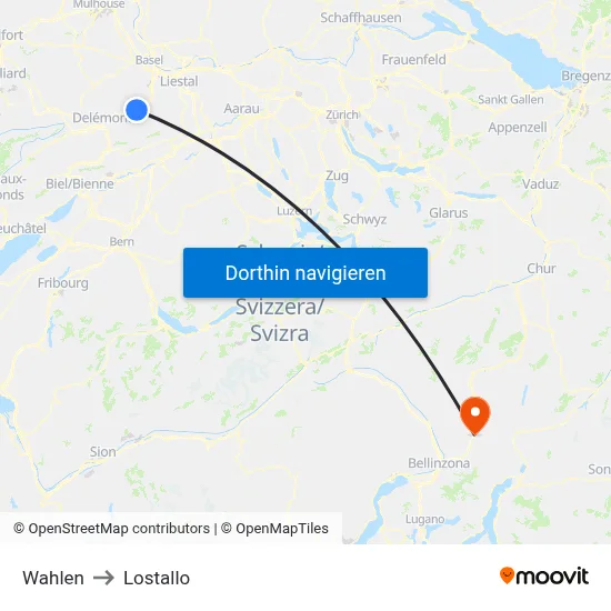 Wahlen to Lostallo map
