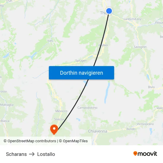 Scharans to Lostallo map