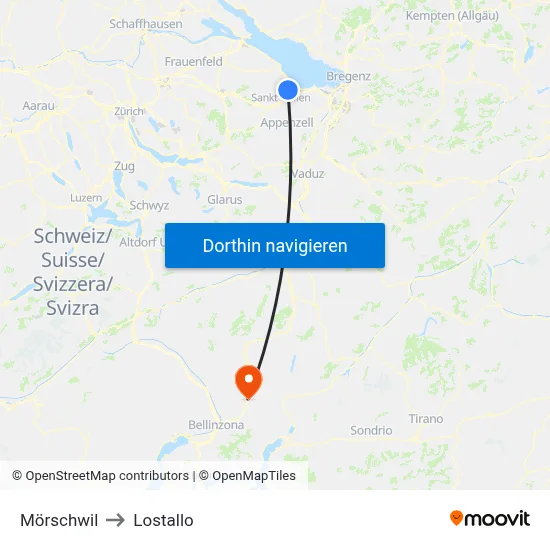 Mörschwil to Lostallo map
