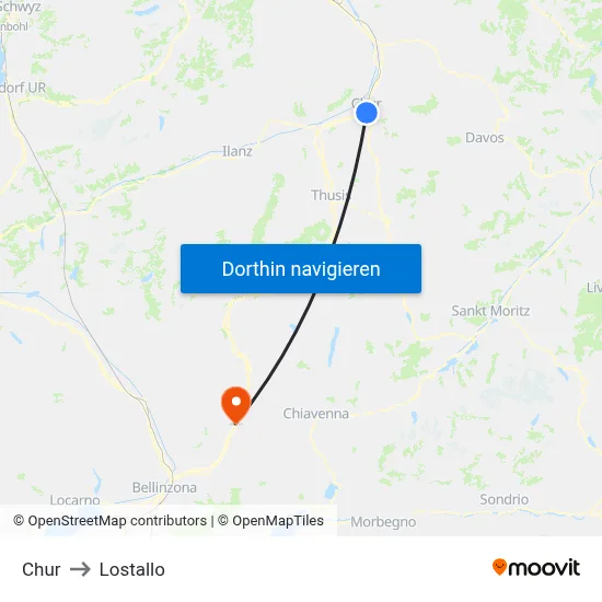 Chur to Lostallo map
