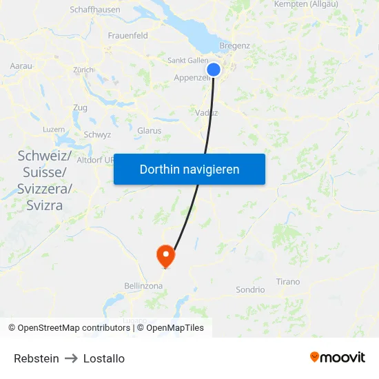 Rebstein to Lostallo map