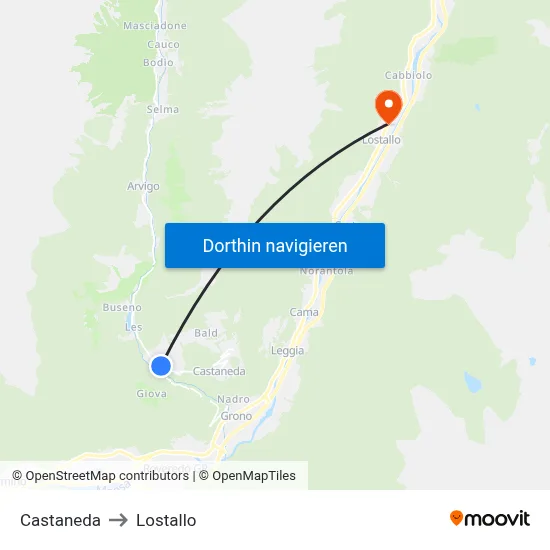Castaneda to Lostallo map