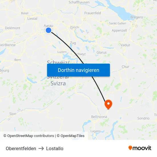 Oberentfelden to Lostallo map