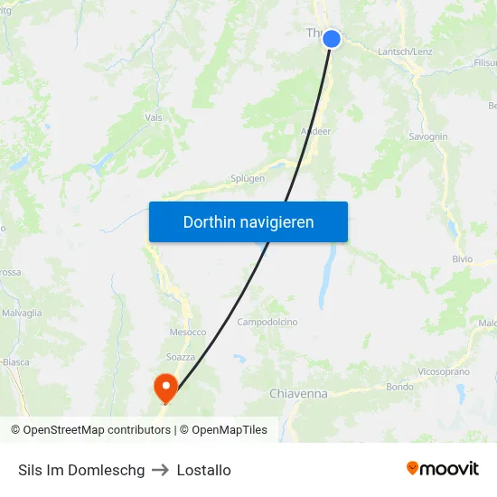 Sils Im Domleschg to Lostallo map