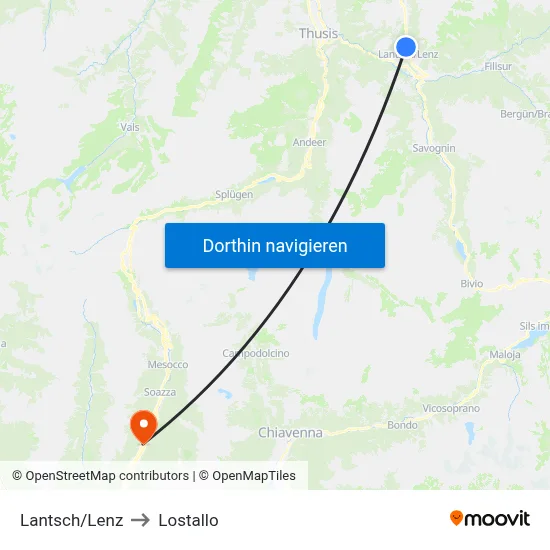 Lantsch/Lenz to Lostallo map