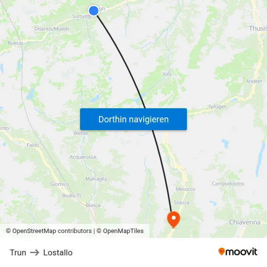 Trun to Lostallo map