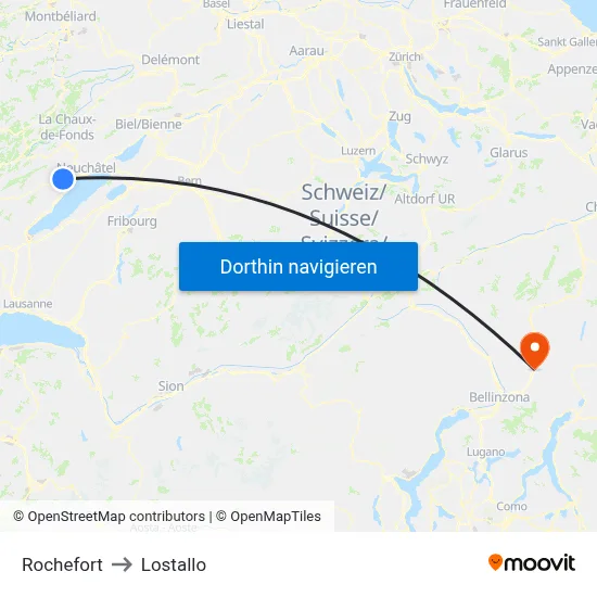 Rochefort to Lostallo map