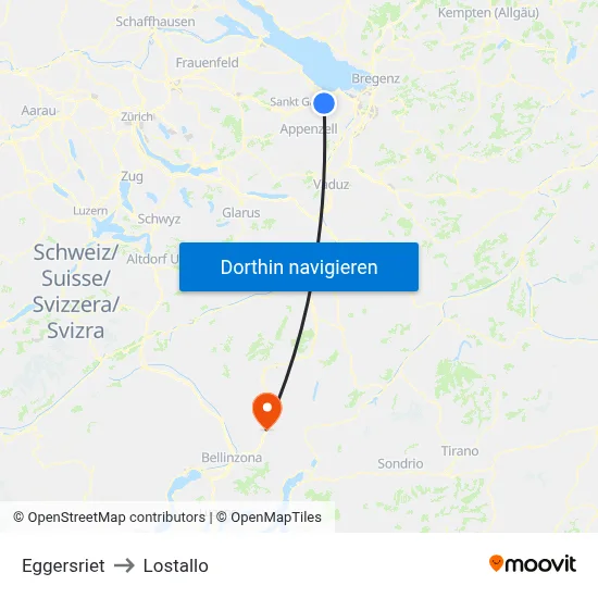 Eggersriet to Lostallo map