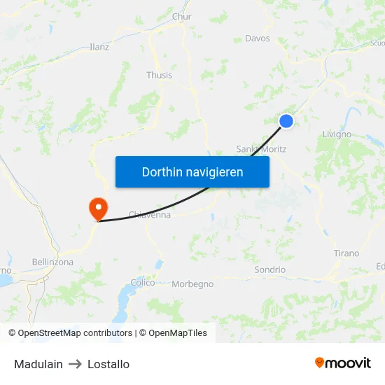 Madulain to Lostallo map