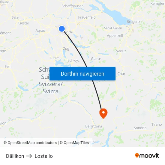 Dällikon to Lostallo map