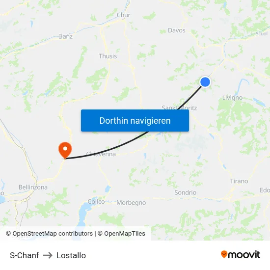 S-Chanf to Lostallo map