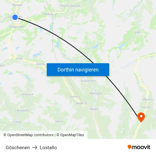 Göschenen to Lostallo map
