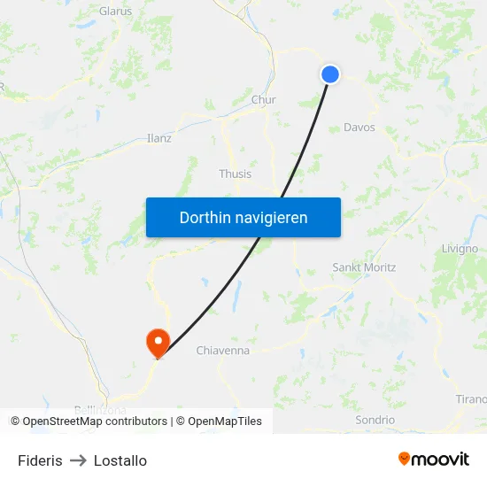 Fideris to Lostallo map