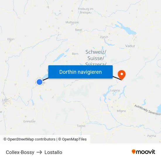 Collex-Bossy to Lostallo map