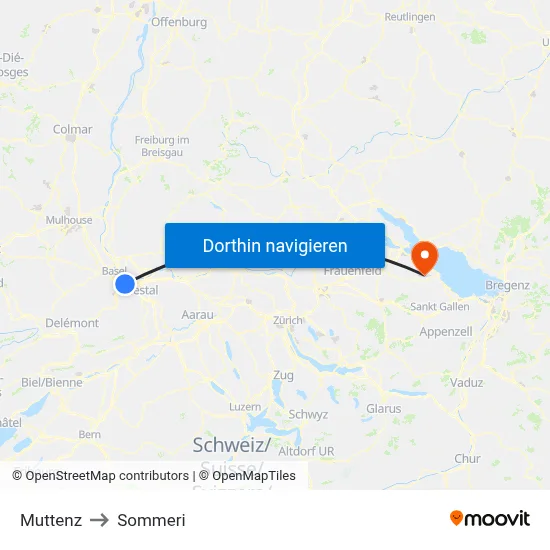 Muttenz to Sommeri map