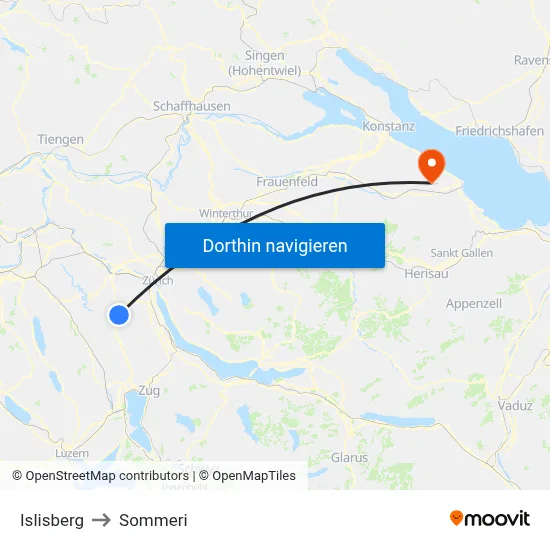 Islisberg to Sommeri map