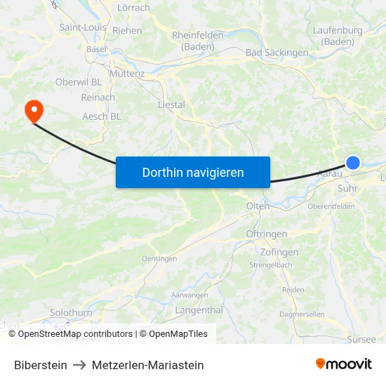 Biberstein to Metzerlen-Mariastein map