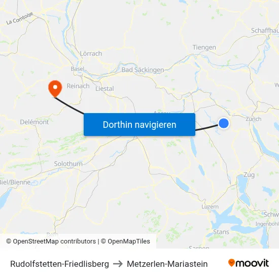 Rudolfstetten-Friedlisberg to Metzerlen-Mariastein map