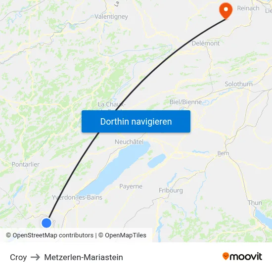 Croy to Metzerlen-Mariastein map