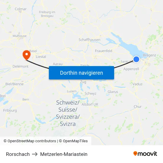 Rorschach to Metzerlen-Mariastein map