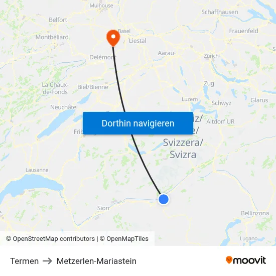 Termen to Metzerlen-Mariastein map