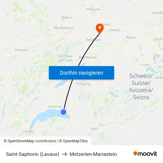Saint-Saphorin (Lavaux) to Metzerlen-Mariastein map