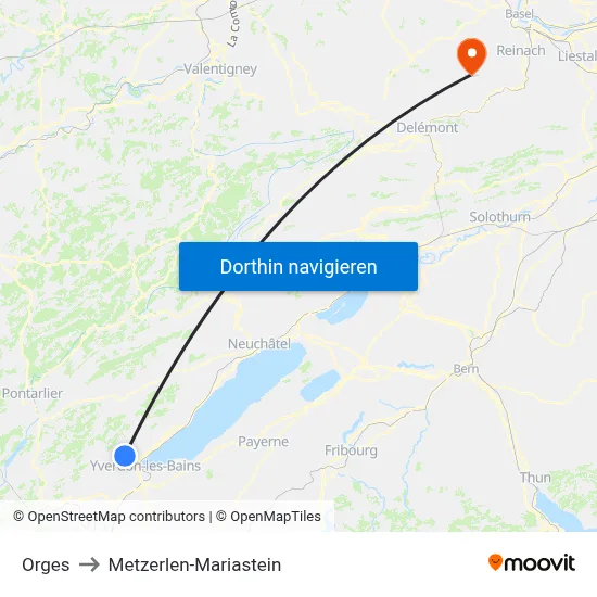 Orges to Metzerlen-Mariastein map