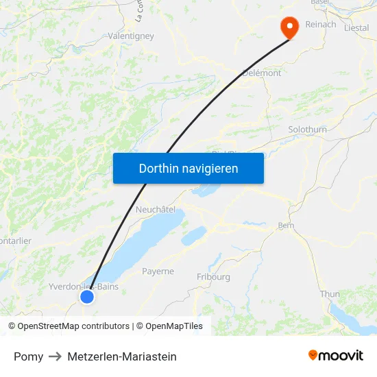 Pomy to Metzerlen-Mariastein map