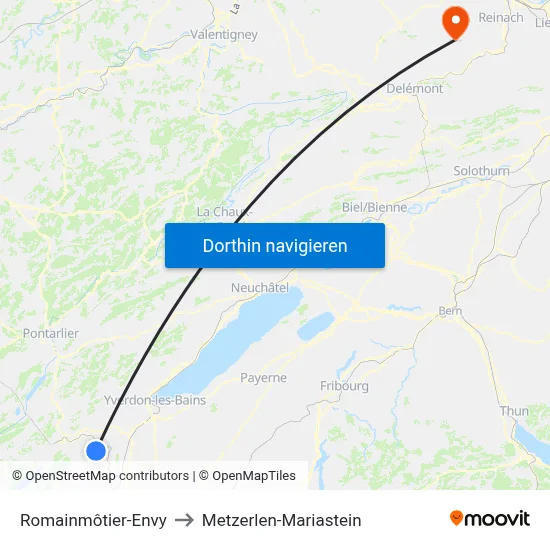 Romainmôtier-Envy to Metzerlen-Mariastein map