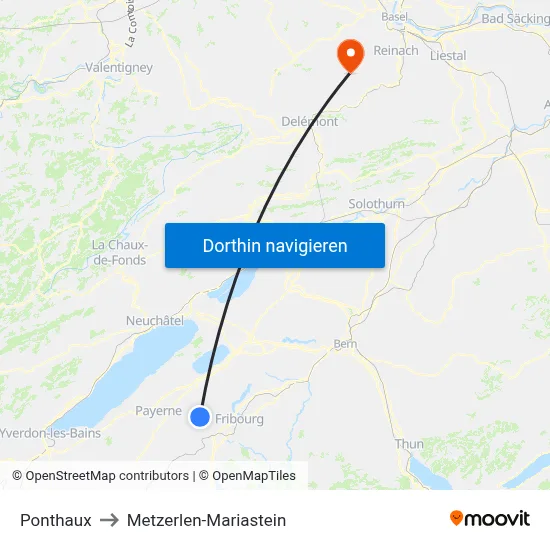 Ponthaux to Metzerlen-Mariastein map