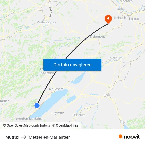 Mutrux to Metzerlen-Mariastein map