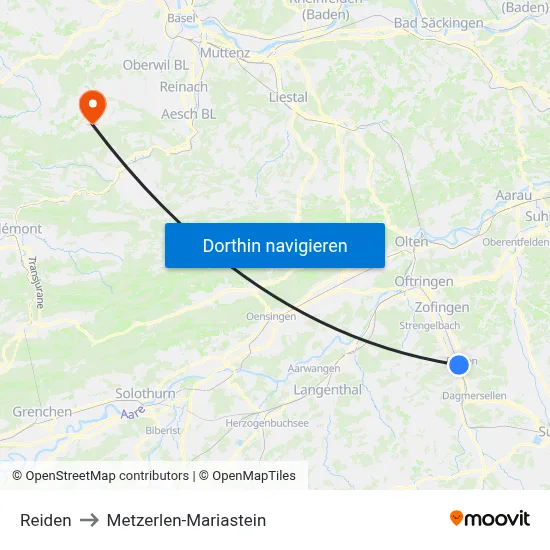 Reiden to Metzerlen-Mariastein map