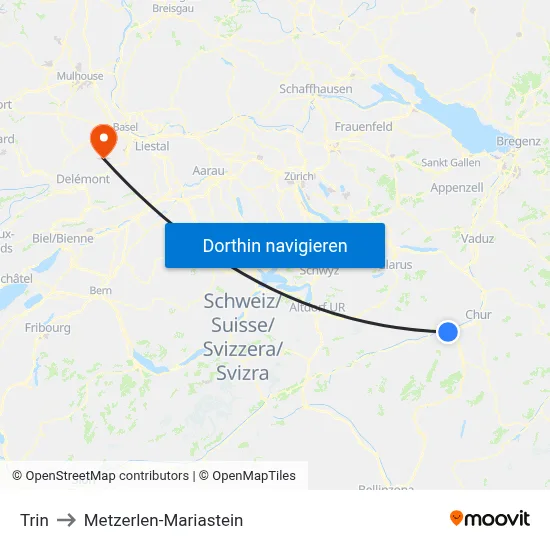 Trin to Metzerlen-Mariastein map