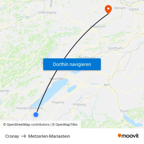 Cronay to Metzerlen-Mariastein map