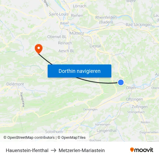 Hauenstein-Ifenthal to Metzerlen-Mariastein map