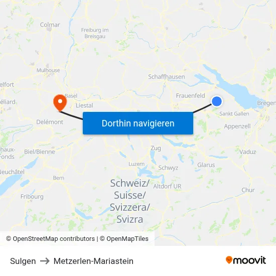 Sulgen to Metzerlen-Mariastein map