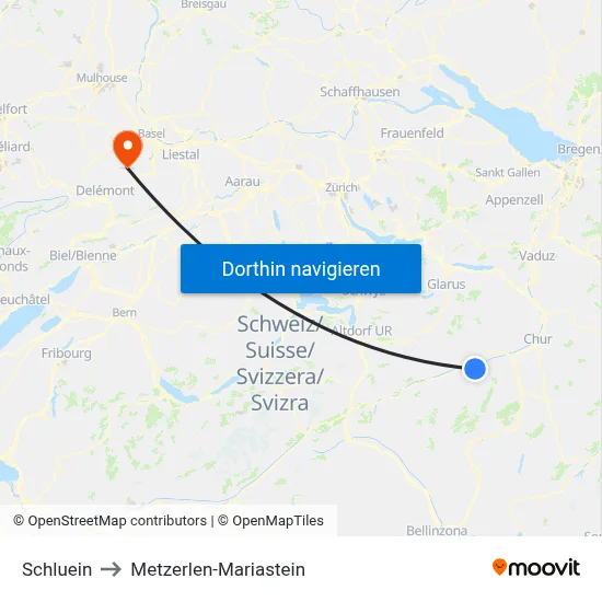 Schluein to Metzerlen-Mariastein map