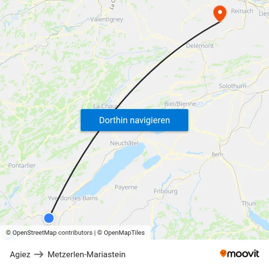 Agiez to Metzerlen-Mariastein map