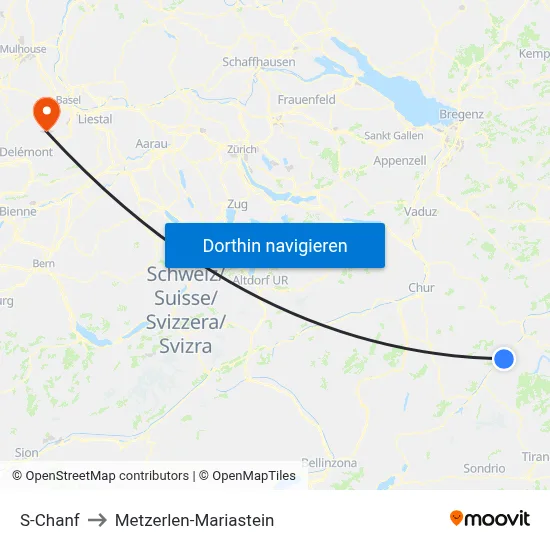S-Chanf to Metzerlen-Mariastein map