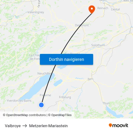 Valbroye to Metzerlen-Mariastein map