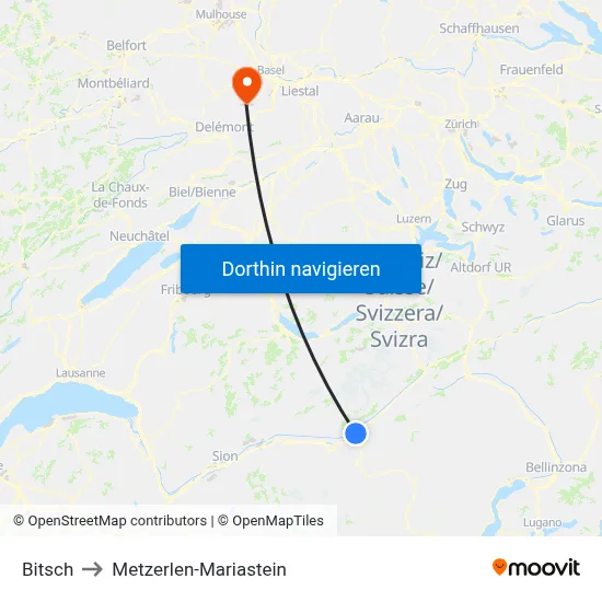 Bitsch to Metzerlen-Mariastein map