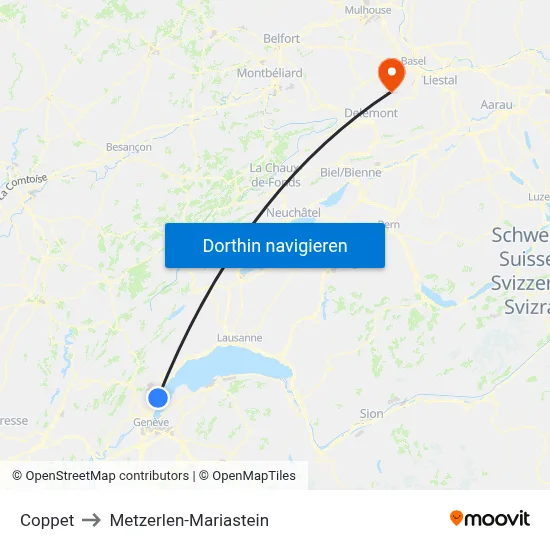 Coppet to Metzerlen-Mariastein map