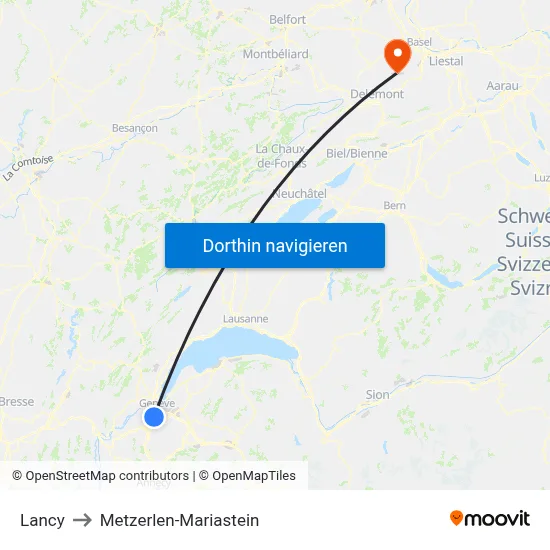 Lancy to Metzerlen-Mariastein map