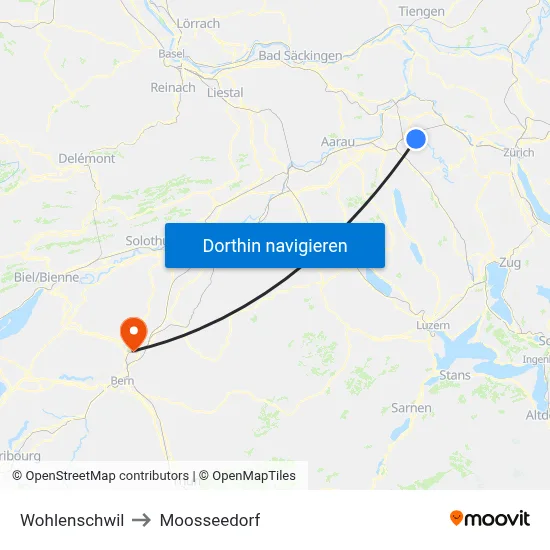 Wohlenschwil to Moosseedorf map