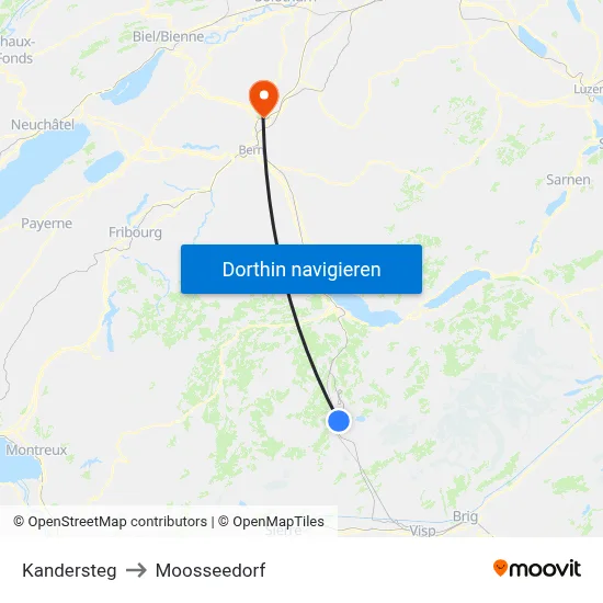 Kandersteg to Moosseedorf map