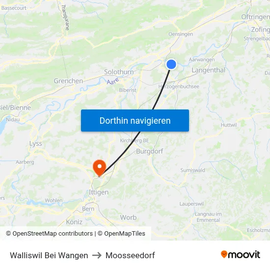 Walliswil Bei Wangen to Moosseedorf map
