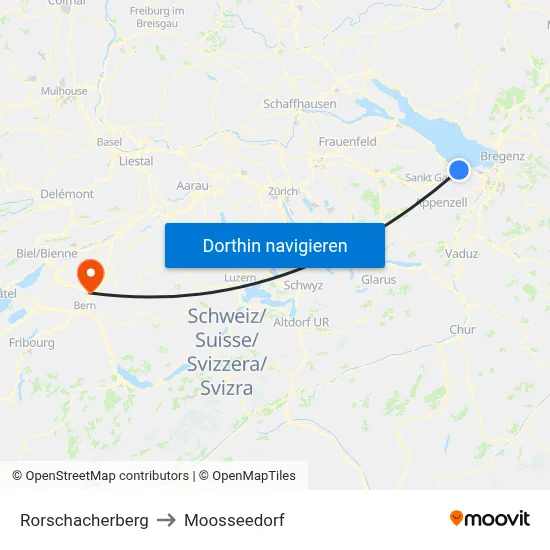 Rorschacherberg to Moosseedorf map