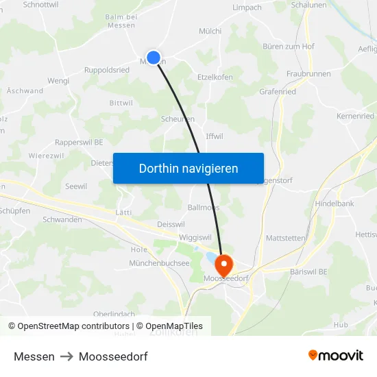 Messen to Moosseedorf map